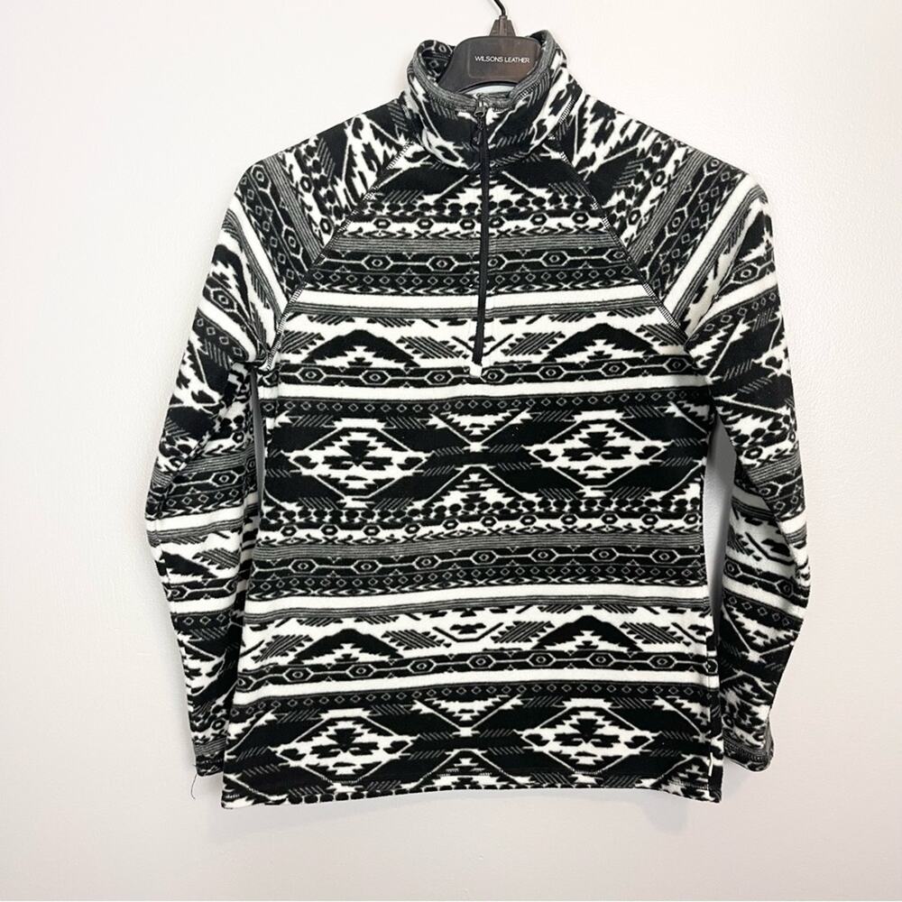 Eddie Bauer quarter zip fleece pullover women’s size S black and white